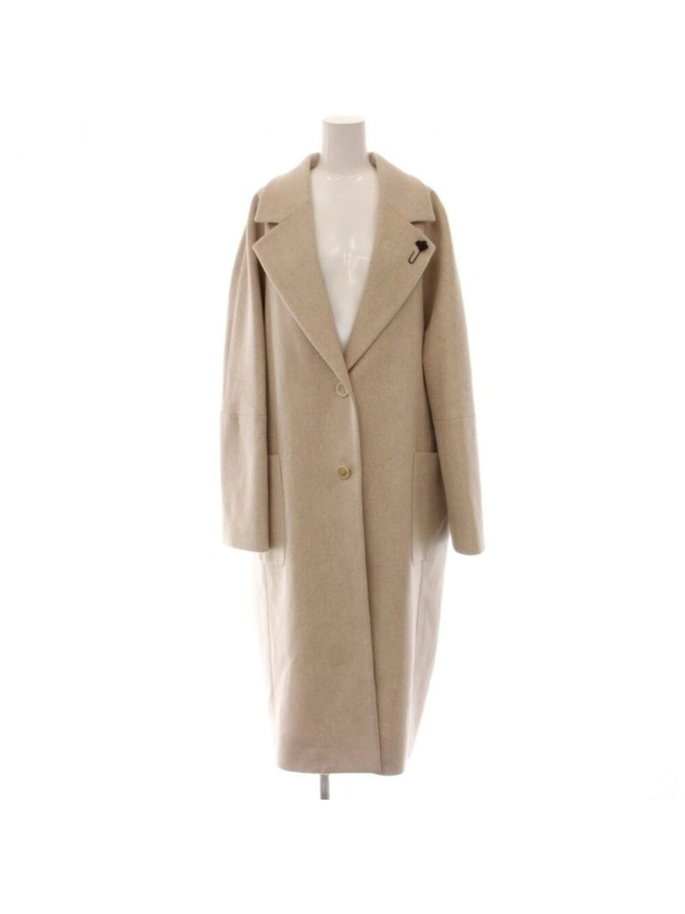Loro Piana Lardini Wool Long Coat Chesterfield Light Beige 40